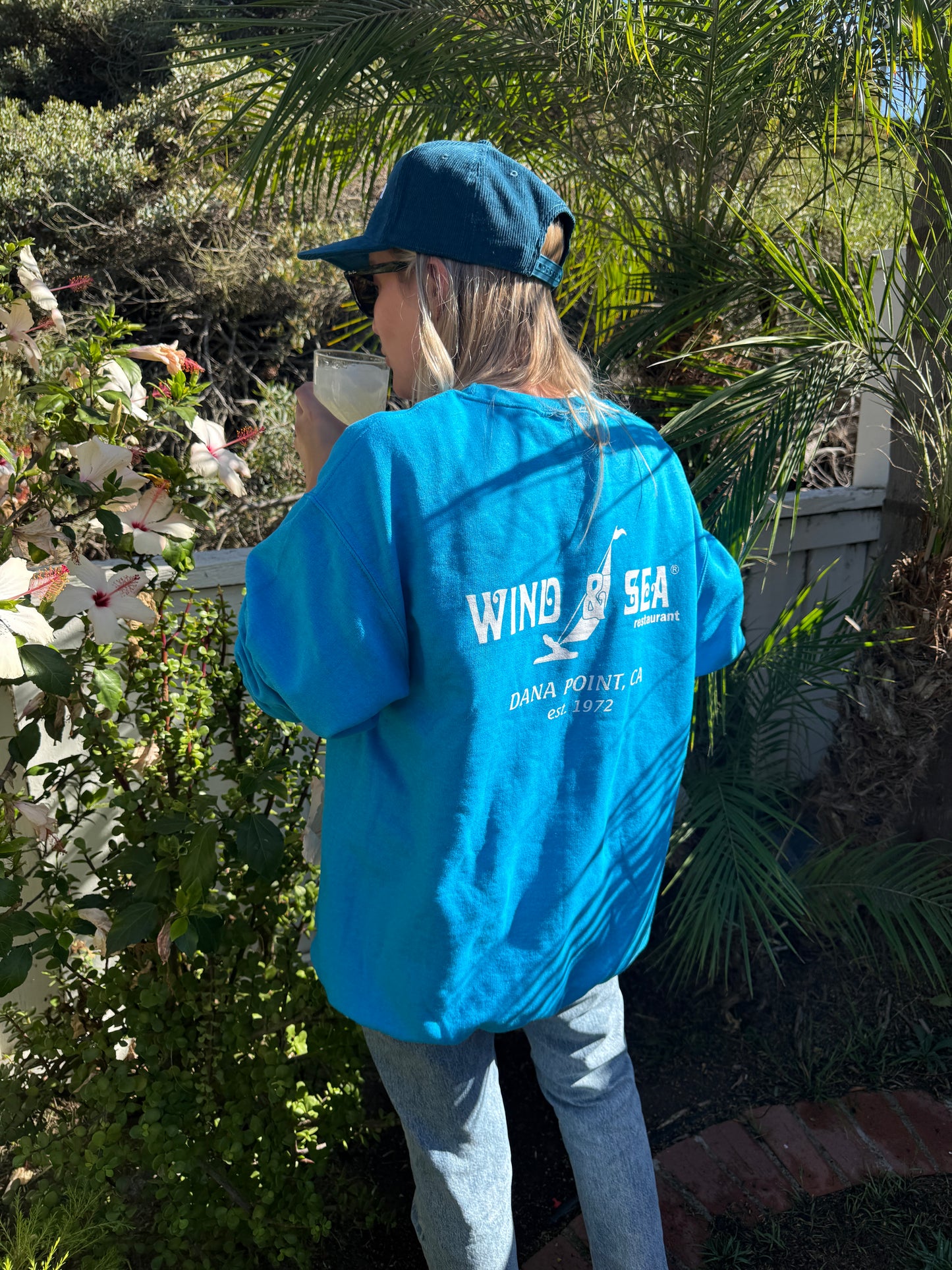 W&S Crew Sweatshirt Teal/White