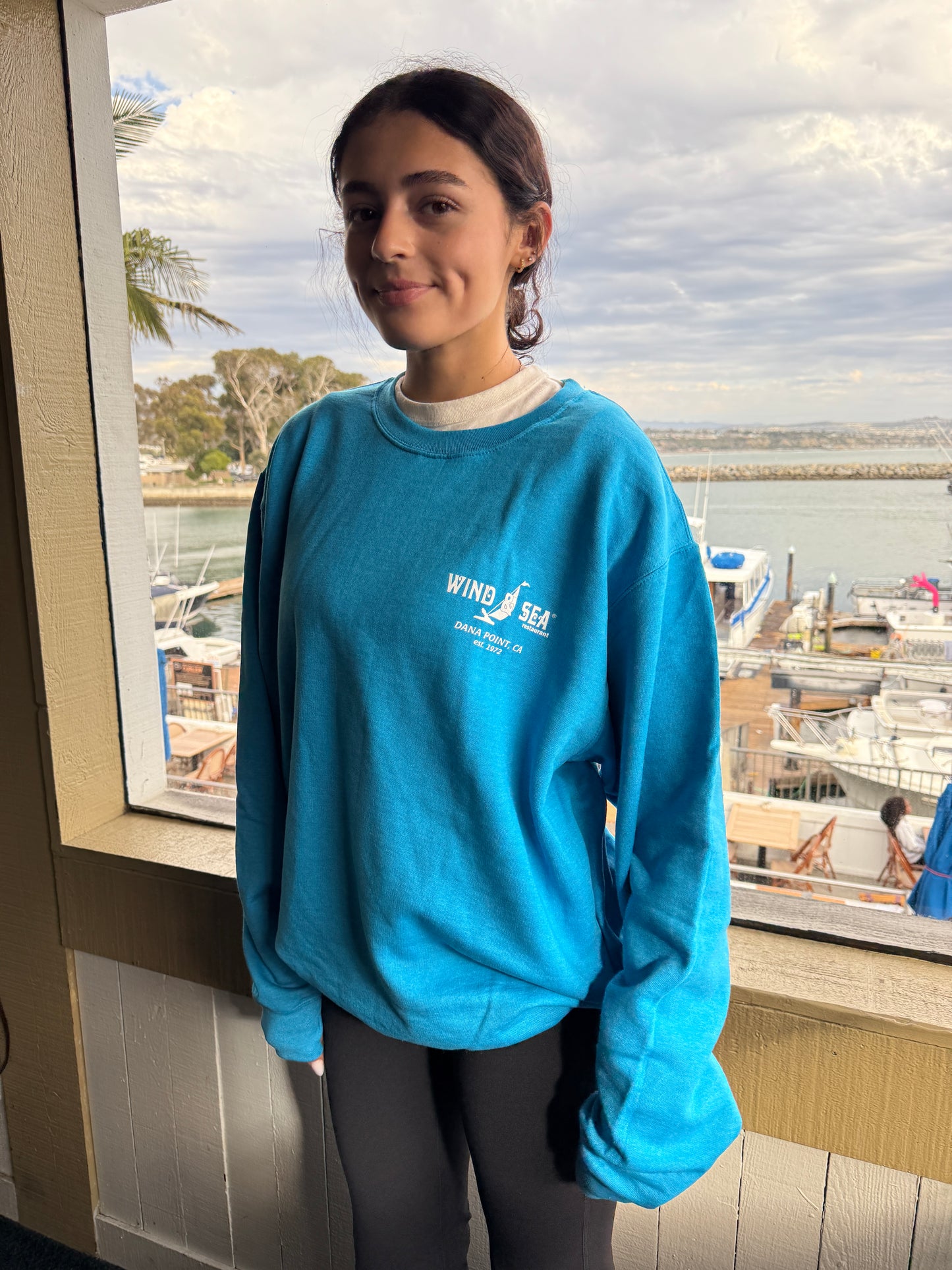 W&S Crew Sweatshirt Teal/White