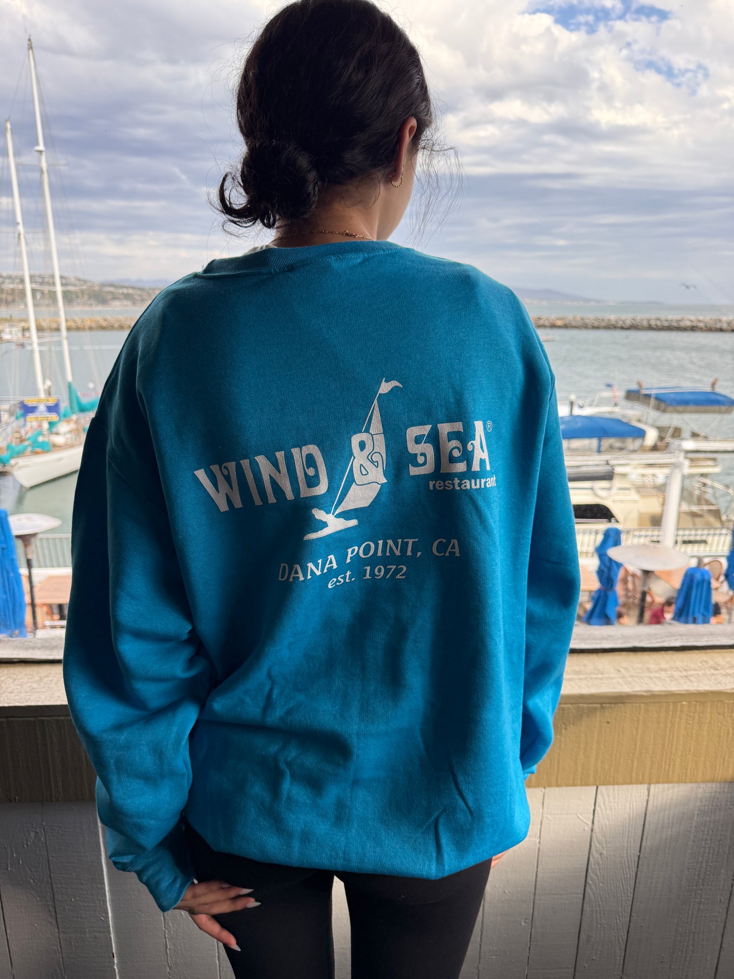W&S Crew Sweatshirt Teal/White