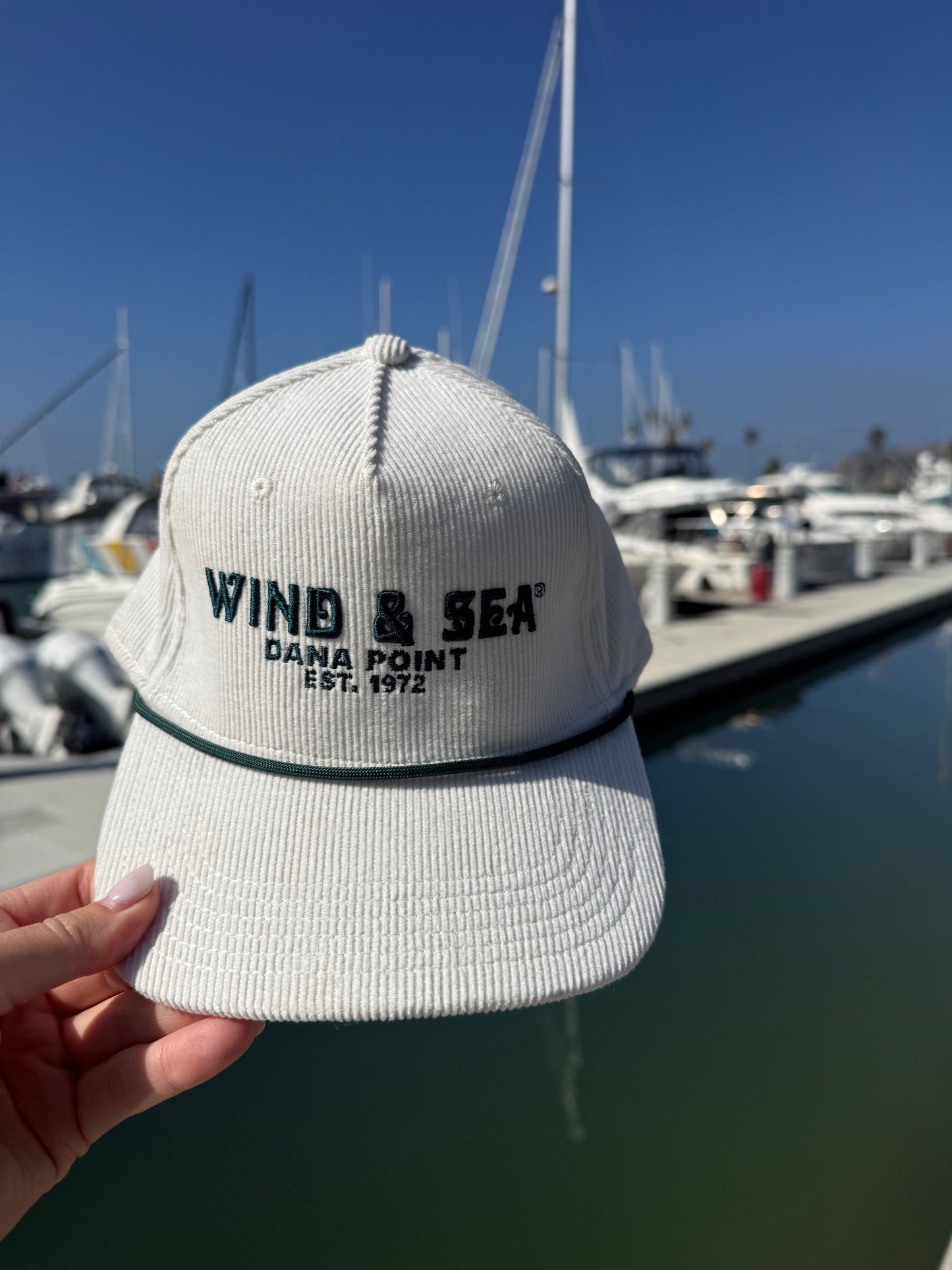 White Forest Green Corduroy Hat